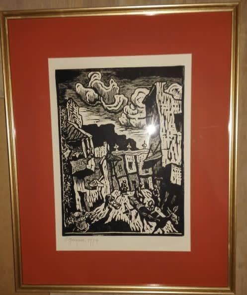 Gregoire Boonzaier Chiappini Street Bokaap Linocut